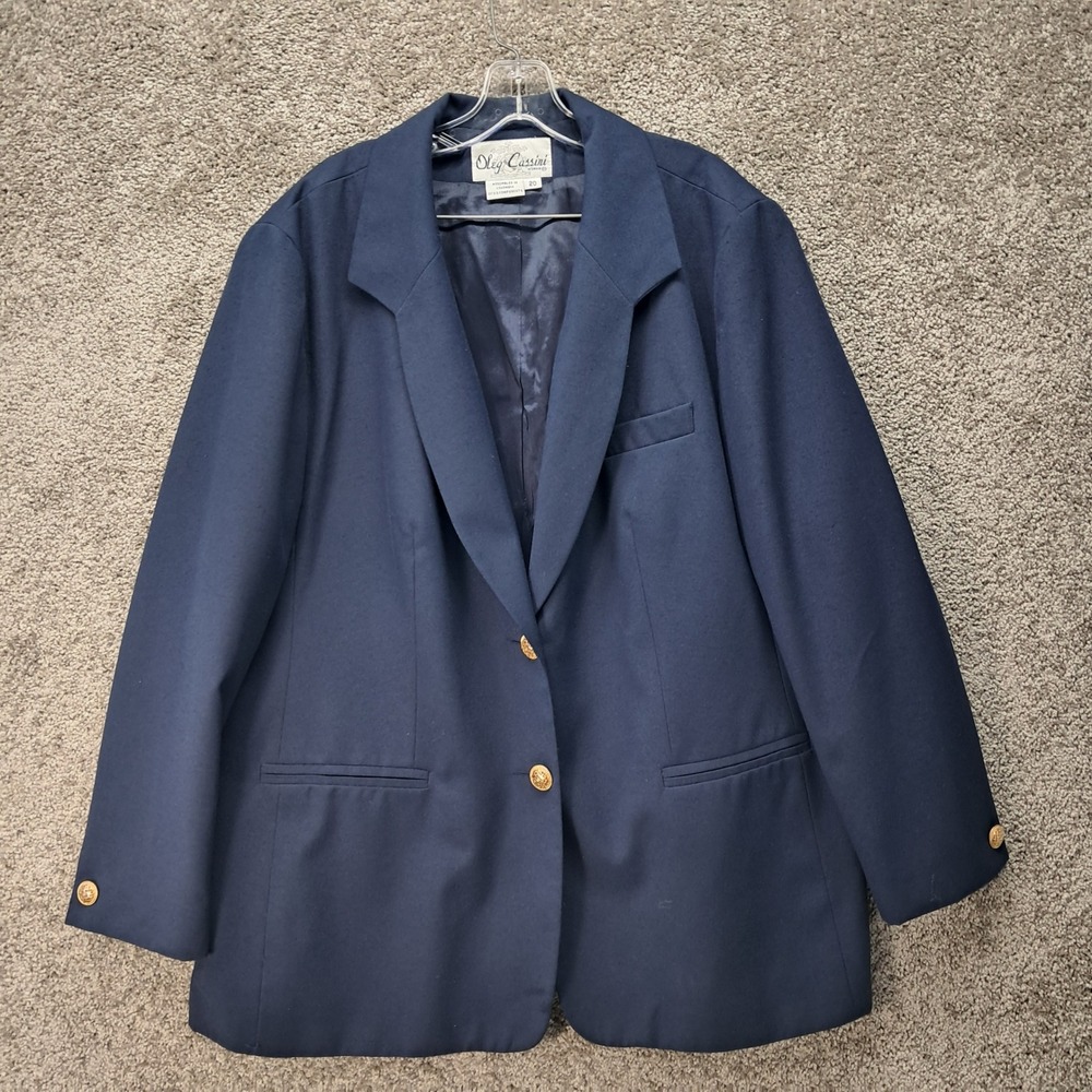 Oleg Cassini Woman Navy Blue Blazer Gold Crest Buttons Size 20 868006-3